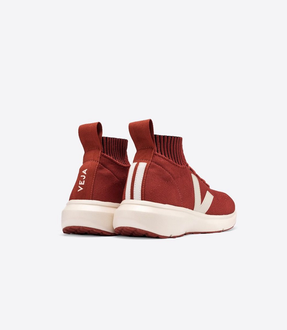 Veja Trainers Mens Red - V-knit X Rick Owens Mid - EMOG-75692